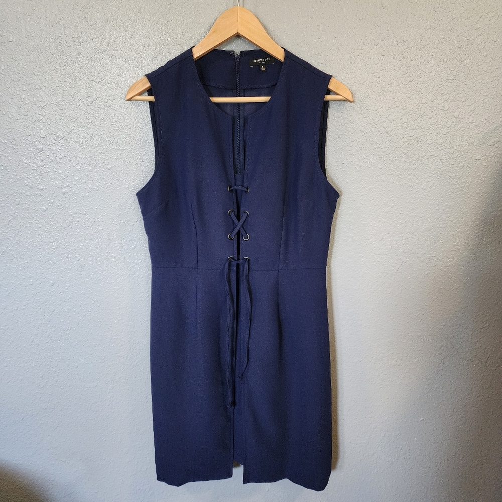 Kenneth Cole New York Blue Sleeveless Midi Dress- Size 8